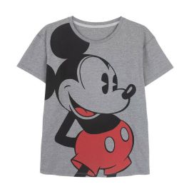 Camiseta de Manga Corta Mujer Mickey Mouse Gris Gris oscuro