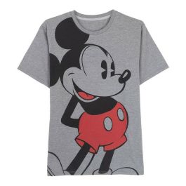 Camiseta de Manga Corta Hombre Mickey Mouse Gris Gris oscuro Adultos