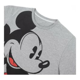 Camiseta de Manga Corta Hombre Mickey Mouse Gris Gris oscuro Adultos