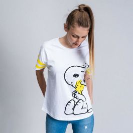 Camiseta de Manga Corta Mujer Snoopy Blanco