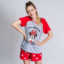 Pijama de Verano Minnie Mouse Rojo Mujer Gris