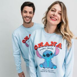 Sudadera sin Capucha Unisex Stitch Azul claro