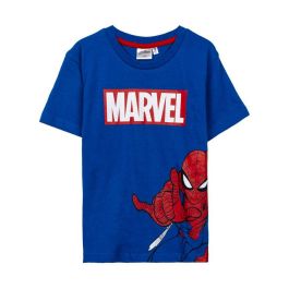 Camiseta de Manga Corta Infantil Spider-Man Azul Infantil