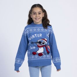 Jersey Unisex Stitch Infantil Navidad Azul