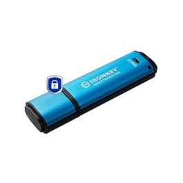 Kingston IronKey Vault Privacy 50C - Llavero USB-C 256GB, Cifrado Hardware AES-256, FIPS 197, Resistente Agua IPX8, 230 MB/s - Negro/Azul