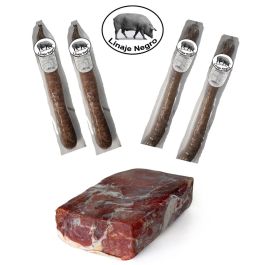 Jamón Ibérico de Cebo Linaje Negro 8 kg Chorizo x 2 Salchichón Ibérico Extra x 2