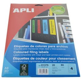 Apli Etiquetas Adhesivas Especial Archivo 190x61 mm Azul para Inkjet-Láser, Pack 20 Hojas Precio: 9.5000004. SKU: S8400851