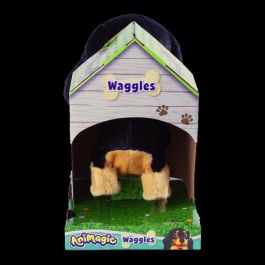 Bizak 64559091 Waggles, Mi Perrito Salchicha interactivo que camina, ladra, mueve la cola. Peluche suave, incluye correa