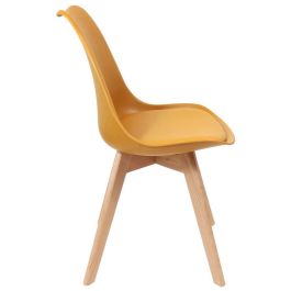 Home Deco Factory Silla Acolchada Amarilla, Diseño Escandinavo Tipo Beech Tulipa de Charles Eames, Essentiel
