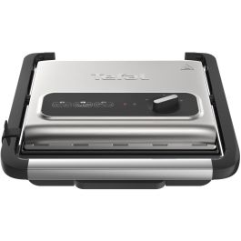 Tefal Tischgrill Inicio GC242D12, Grill de Mesa Negro y Acero Inoxidable, 740 cm², 2000W, Tapa con Bisagra