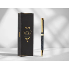 Belius Wild West Bolígrafo Aluminio Negro Dorado Tinta Azul Caja Diseño