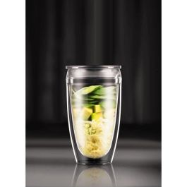 Bodum BOD0699965425982 – Juego 2 Vasos Pavina To Go Plástico Doble Pared, Tapa Hermética, 40 cl, Transparente