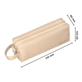 Estuche Portatodo Liderpapel Classic Rectangular Con Asa 2 Cremalleras 210 X80 mm Crema