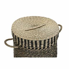 Cesta Colonial DKD Home Decor Natural Negro 45 x 56 x 45 cm Set de 3