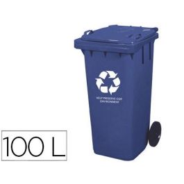 Papelera Contenedor Q-Connect Plastico Con Tapadera 100 L Color Azul 800x510x525 mm Con Ruedas