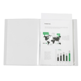 Liderpapel Carpeta 80 Fundas Canguro PP DIN A4 Transparente Portada y Lomo Personalizable