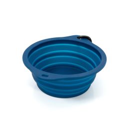 Gloria Comedero Plegable de Silicona con Mosquetón, Portátil para Perros y Gatos, Azul 550 ml
