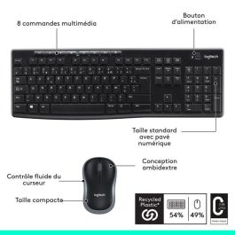 Logitech Teclado y Mouse Inalámbricos Mk270, Alcance 10m, Duración Batería 36/12 Meses, 8 Teclas Acceso Directo