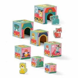 Playset SES Creative Block tower to stack with animal figurines 10 Piezas
