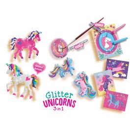 Juego Educativo SES Creative Glitter unicorns 3 in 1
