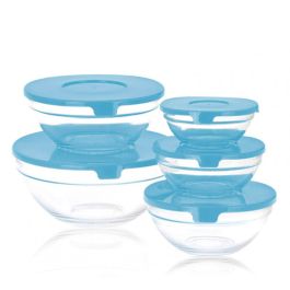 Set de 5 Fiambreras Glass EH Azul Transparente