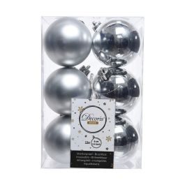 Caja de 12 bolas plata decorativas para arbol de navidad ø6cm