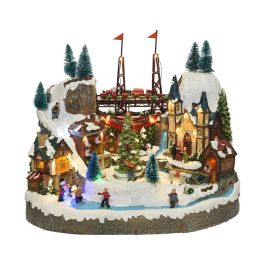 Lumineo Pueblo Navideño con Luz, Música y Movimiento para Interior, 35.5 x 22 x 30.5 cm