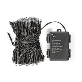 Guirnalda a pilas multifuncion 48 leds cable negro luz blanco calido 4m