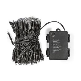 Guirnalda a pilas multifuncion 96 leds cable negro luz blanco calido 7,5m