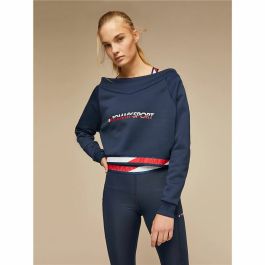 Sudadera sin Capucha Mujer Tommy Hilfiger Crop V Neck Azul oscuro