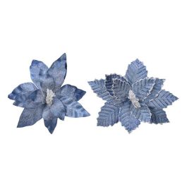 Flor de pascua azul de poliester efecto congelado ø34x6cm colores/modelos surtidos