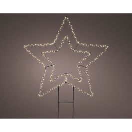 Adorno led estrella doble con estaca 58x55cm, medida estaca 25cm, medida total 75cm. lumineo