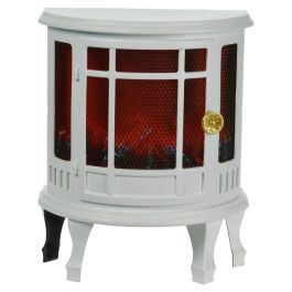 Figura chimenea blanca con led, a pilas, temporizador 6h.