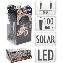 Basics Guirnalda solar LED blanco cálido, 100 LEDs, 10 m, para exterior, IP44