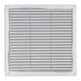 Rejilla ventilación cuadrada con tapones y mosquitera 250x250x7mm abs blanca