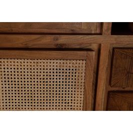 DKD Home Decor Vitrina Colonial Marron Natural Acacia Cristal Ratan 41 x 153 x 160 cm