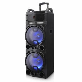 Aiwa KBTUS-900 Altavoz Trolley Portátil 100W RMS Bluetooth con 2 Micrófonos Inalámbricos, Radio FM, USB y Luces LED