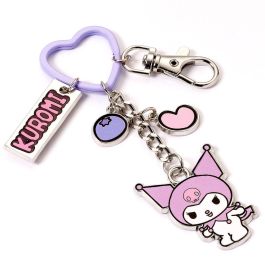 THE CARAT SHOP Llavero Kuromi Hello Kitty con Clip y Anilla Corazón, Aleación de Zinc