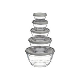 Vivalto Set 5 Fiambreras Redondas Gris Cristal 2.4L 1.1L 600ML 280ML 180ML (Set de 6)