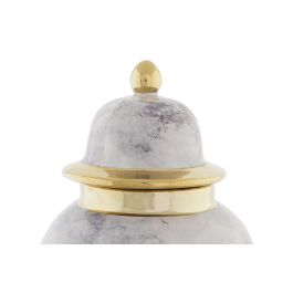 DKD Home Decor Tibor Moderno de Porcelana Azul y Dorado, 17x32x17 cm (2 Unidades)