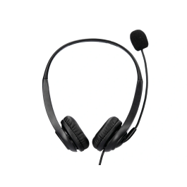 Q-connect Auricular Binaural Diadema con Micrófono USB y Control de Volumen, Cable 2m, Color Negro