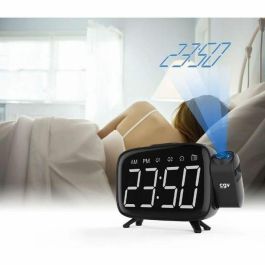 CGV CR-P10 Radio Despertador con Proyección de Hora en Techo, Doble Alarma, Radio FM, Display LED, Botones Grandes, Fácil de Usar