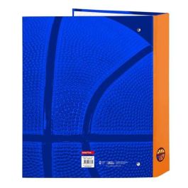 Safta Carpeta Folio 4 Anillas Lomo Ancho Valencia Basket 27x33x6cm 600D Poliéster Azul y Naranja