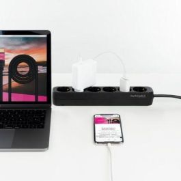 Nano Cable 10.37.0006-NS-BK Regleta de 6 Tomas de Corriente con Protección Infantil, Cable 1.4m, Negra