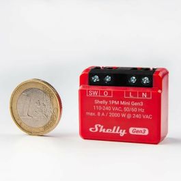 Shelly 1PM Mini Gen. 3 Relé WLAN Bluetooth con Medición de Potencia 8A 1 Canal Empotrable