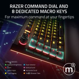Razer Teclado Mecánico BlackWidow V4 Pro Green Switch, Razer Chroma RGB, 8 Teclas Macro, RZ03-04680100-R3M1