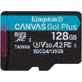 Kingston SDCG4/128GB Tarjeta MicroSDXC Canvas Go Plus de 128GB, Clase 10, U3, V30, A2 para Móviles, Drones y Cámaras Deportivas