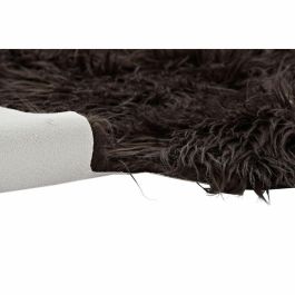 DKD Home Decor Alfombra de Pelo Largo Estilo Alpino Marrón Poliéster 550 gsm, Lavable a Máquina en Frío, 150 x 160 cm, 2 cm Alto