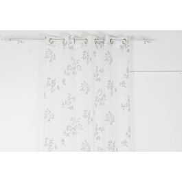 DKD Home Decor Cortina Visillo de Poliéster Estilo Shabby Gris Claro y Blanco con Hojas - Juego de 2 Unidades de 270cm Alto x 140cm Ancho