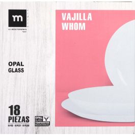 La Mediterranea - Vajilla 18 Piezas Red Opal de la Colección Whom con Platos de 26.5 cm, 23 cm y 19 cm (2 Unidades)